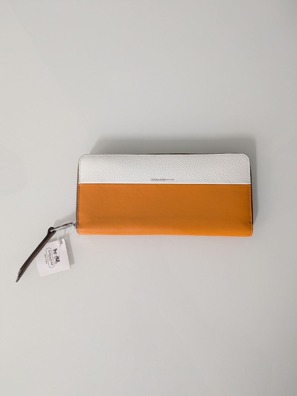 Coach Two-Tone Orange & White Zip Wallet